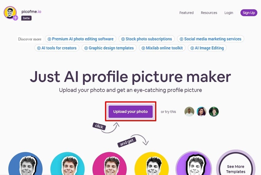 upload photo picofme io