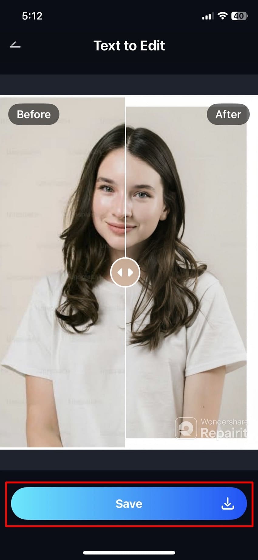 export the outcome repairit app