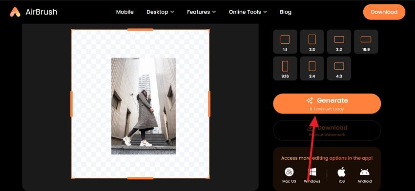 generate picture in selected aspect ratio