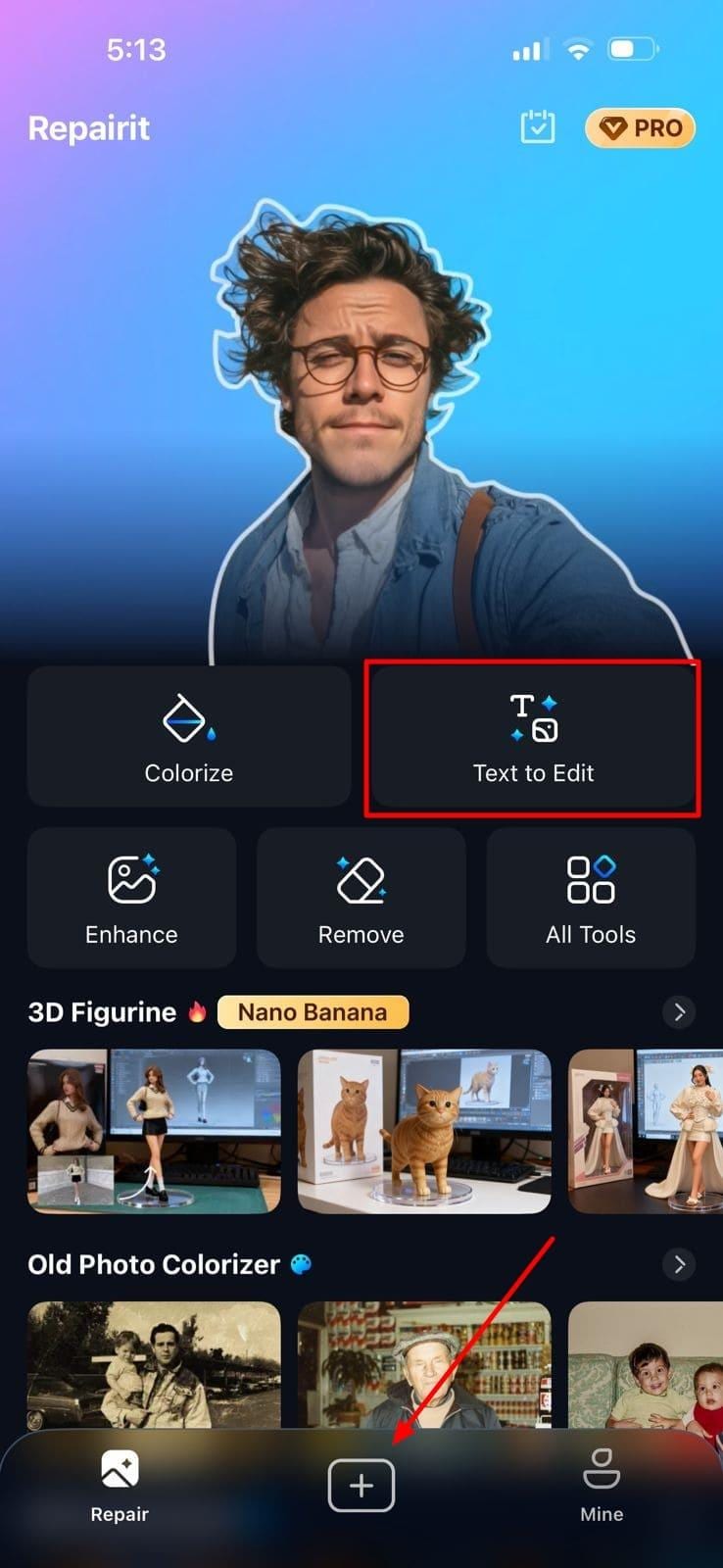 open text to edit repairit app