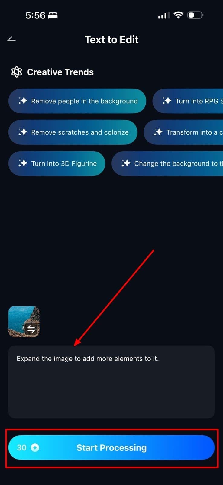 add detailed text prompt