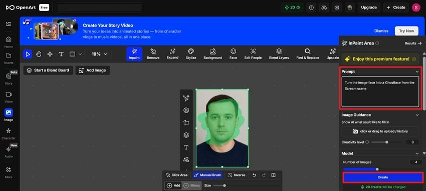 highlight face and command openai