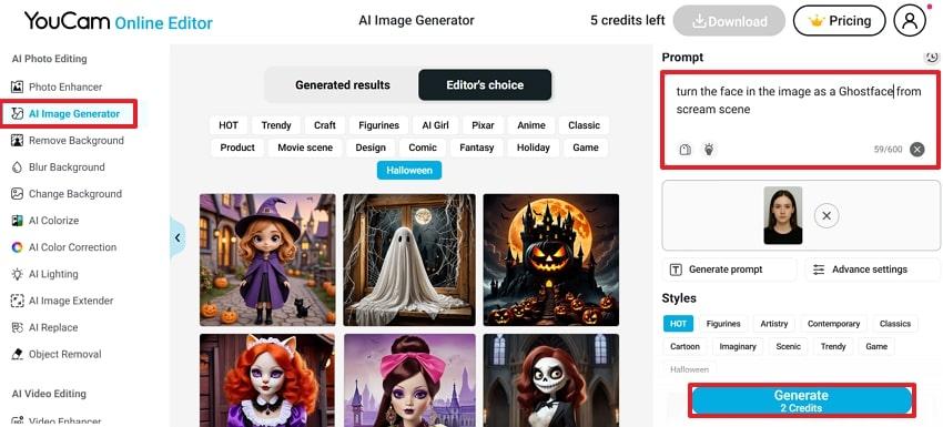 choose ai image generator for youcam
