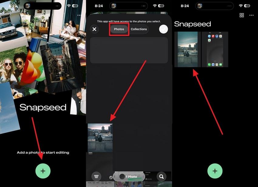 upload image in snapseed