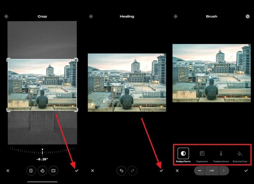 crop image and apply brush tools