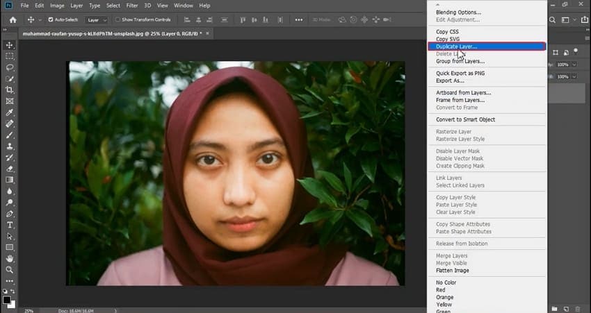 create duplicate layer photoshop image
