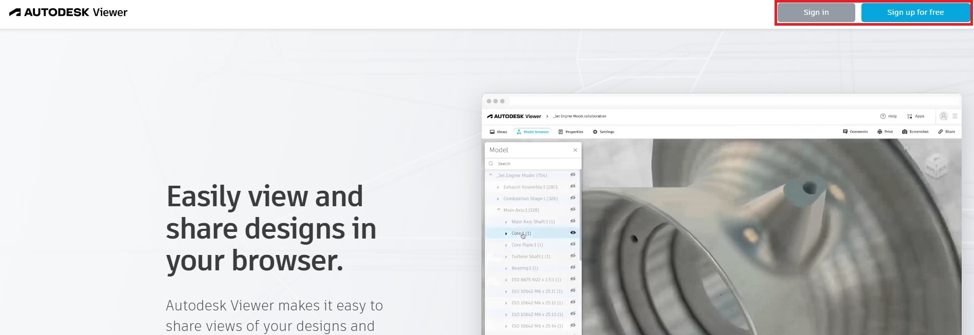 sign in or sign up to autodesk 3d viewer