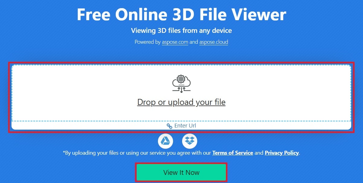 upload 3d file to aspose 3d viewer