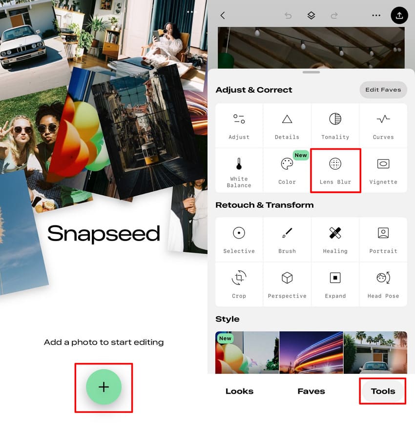 add image and access lens blur