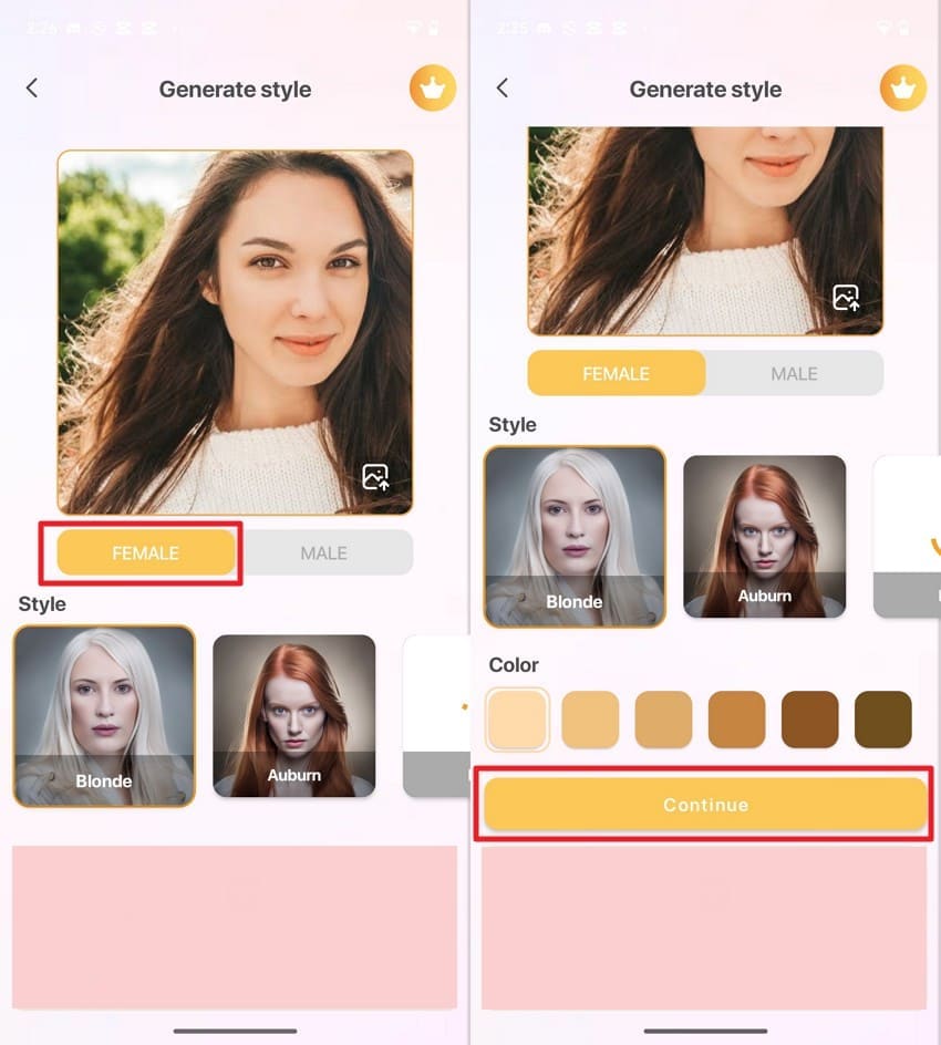choose the continue button