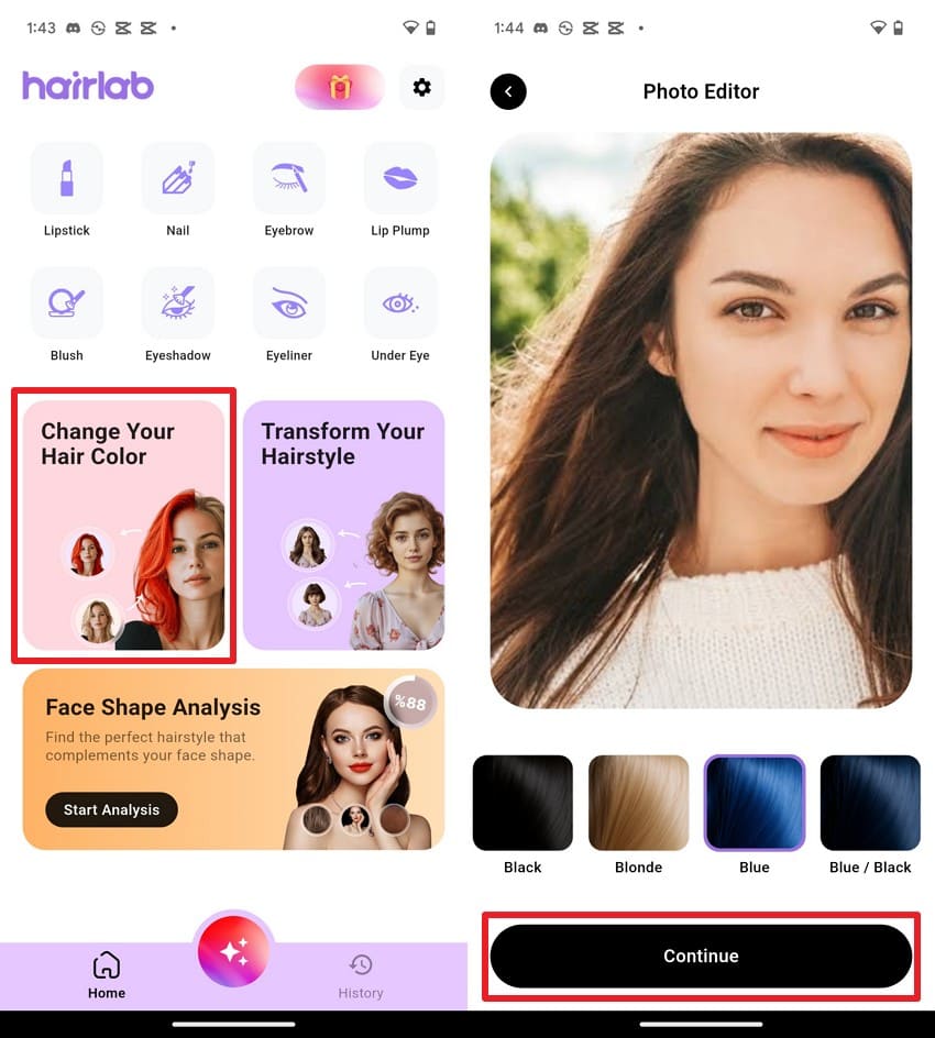 press the continue button