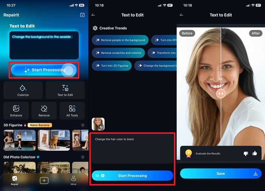 press start procressing