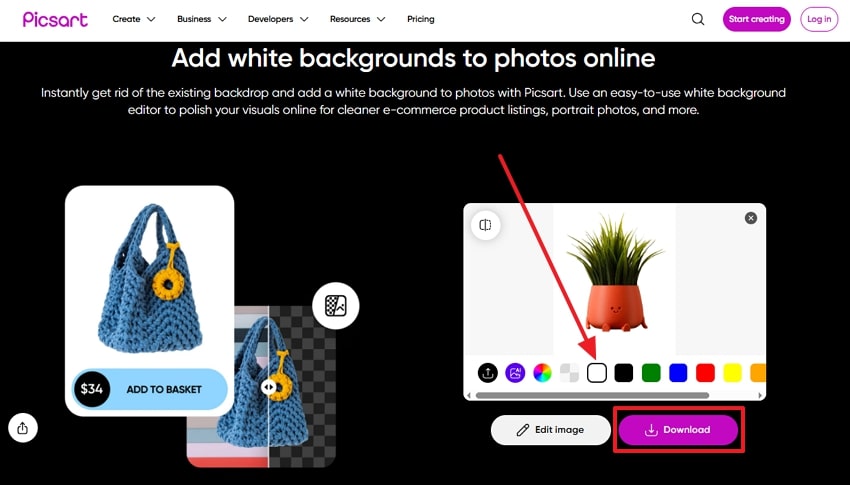 add white background and download
