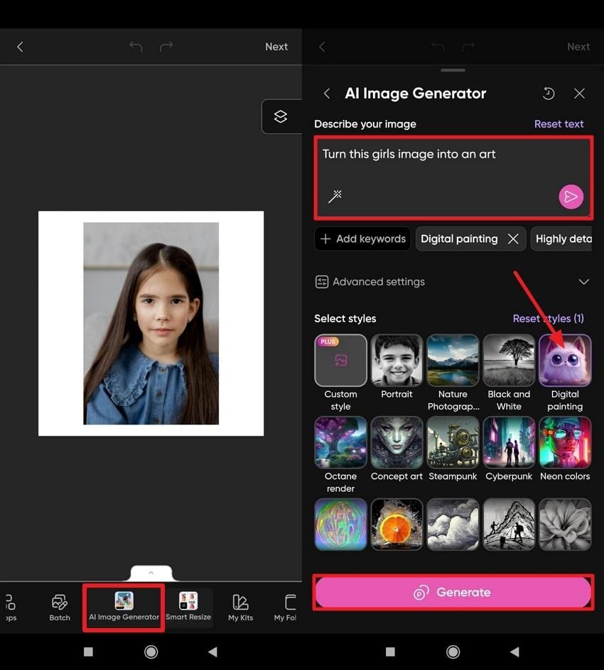 turn image into ai with picsart