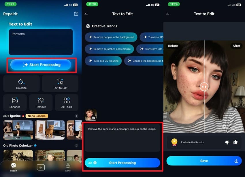 type the prompt to edit face
