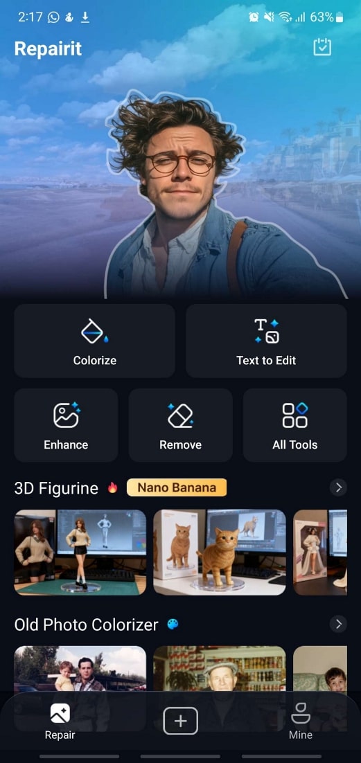 access text to edit feature repairit