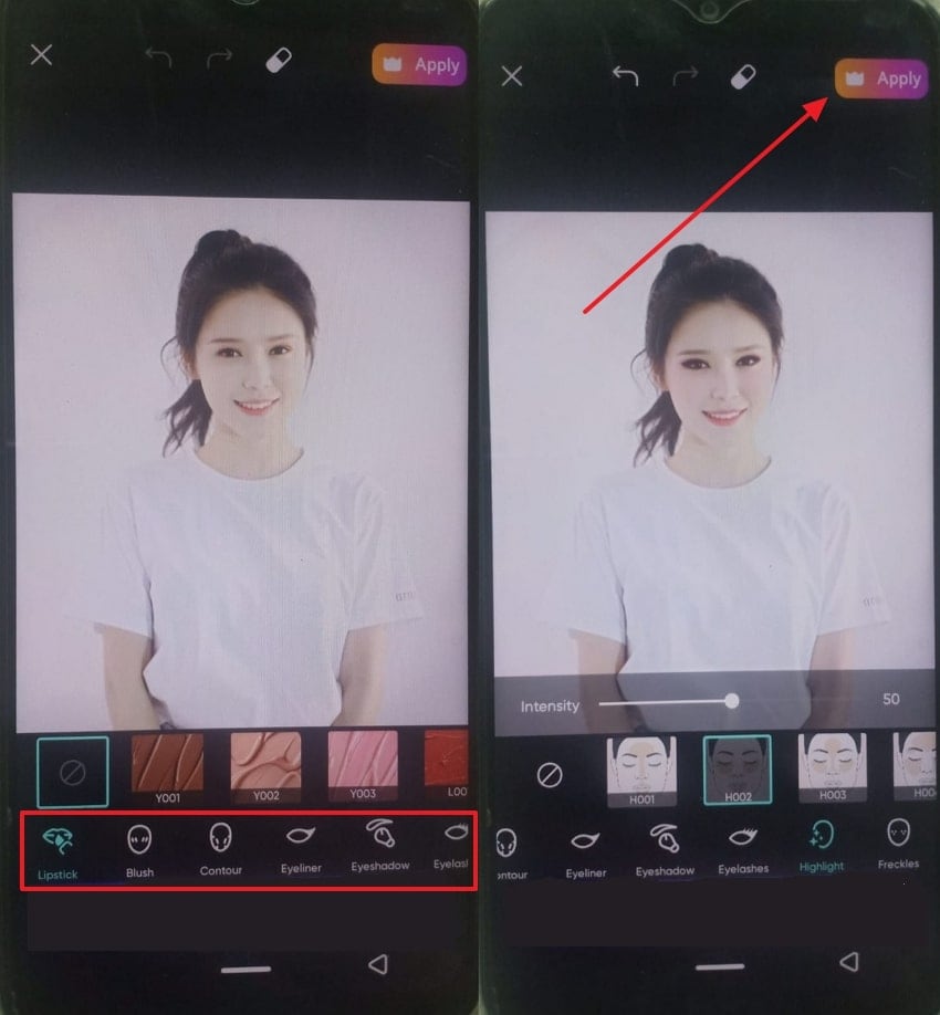 apply suitable makeup and save