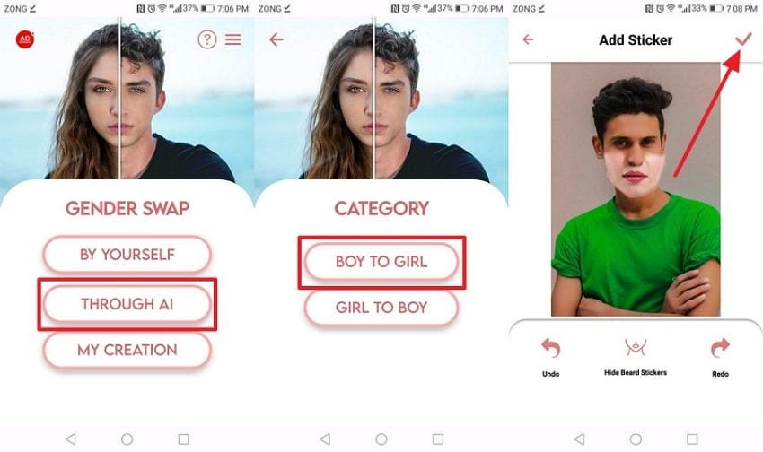 choose boy to girl swapping