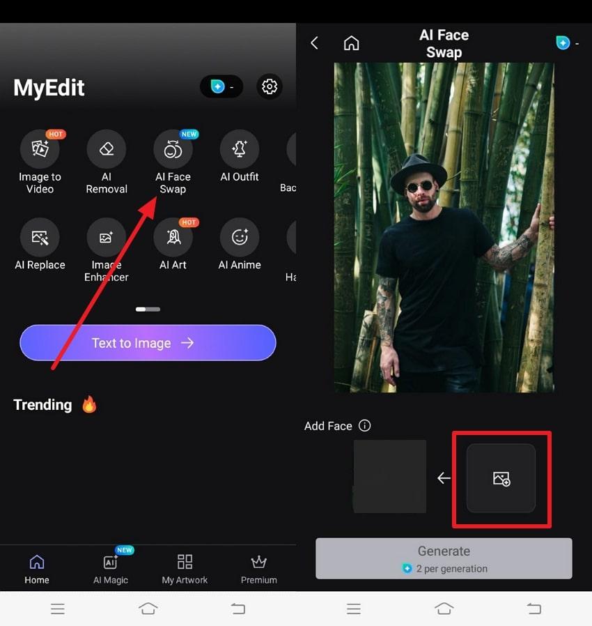 choose ai face swap feature