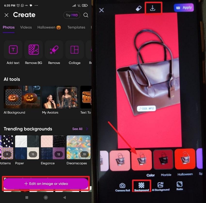 recoloring on image with pixelcut