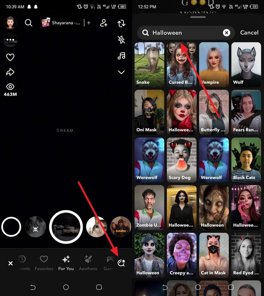 choose halloween style from snapchat