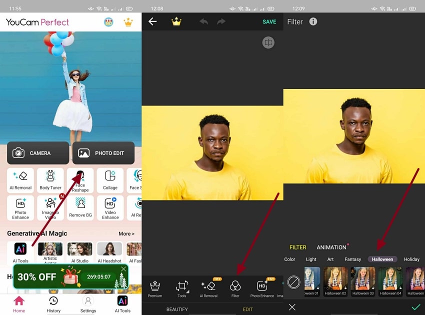 generate halloween photo using youcam