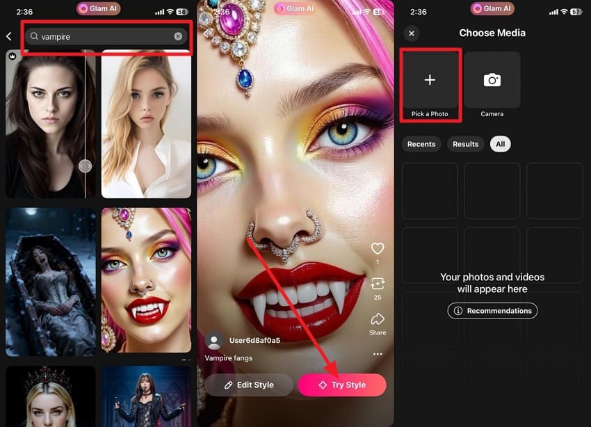 choose try style and uplaod