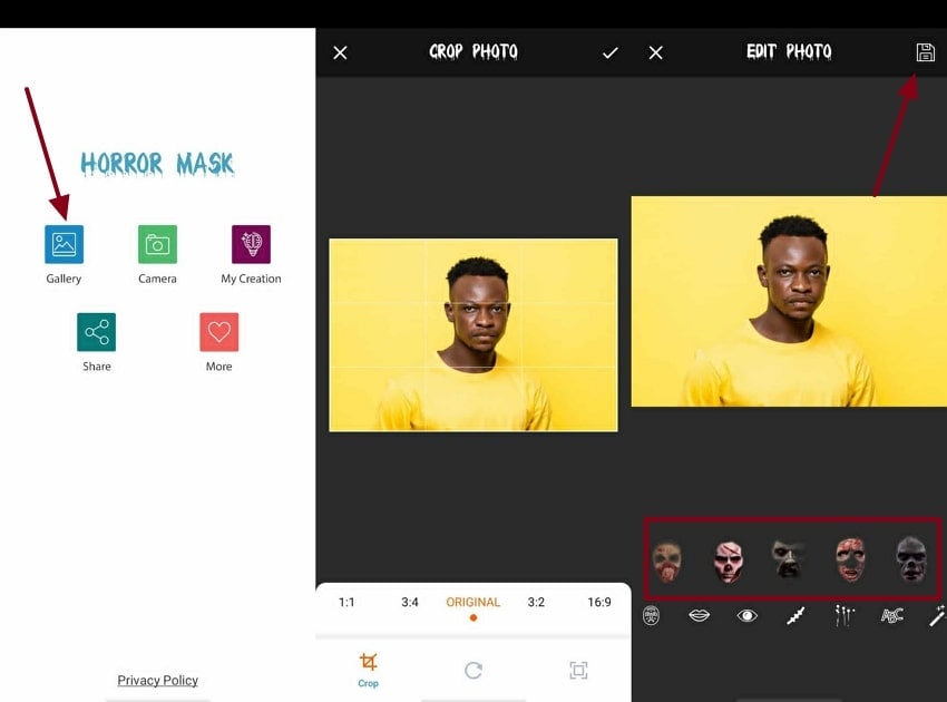 apply filter using horror mask app