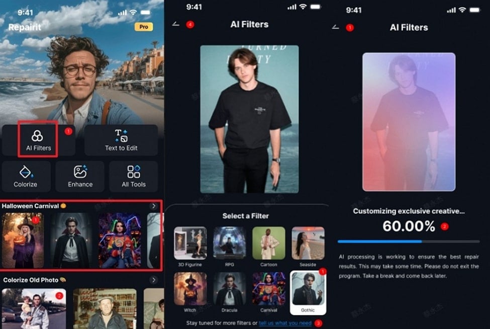 access ai filters on repairit