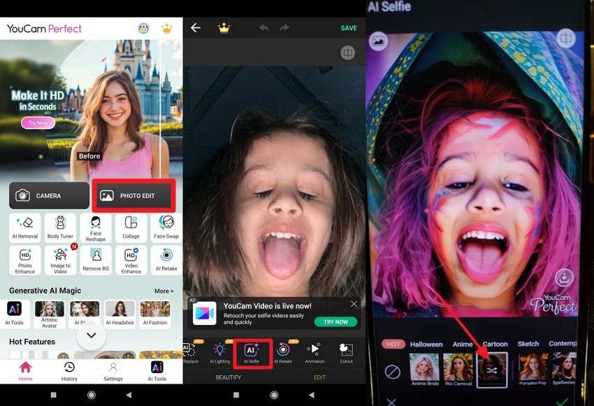 apply filter on youcam