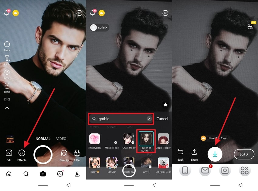 add gothic filter on b612 app