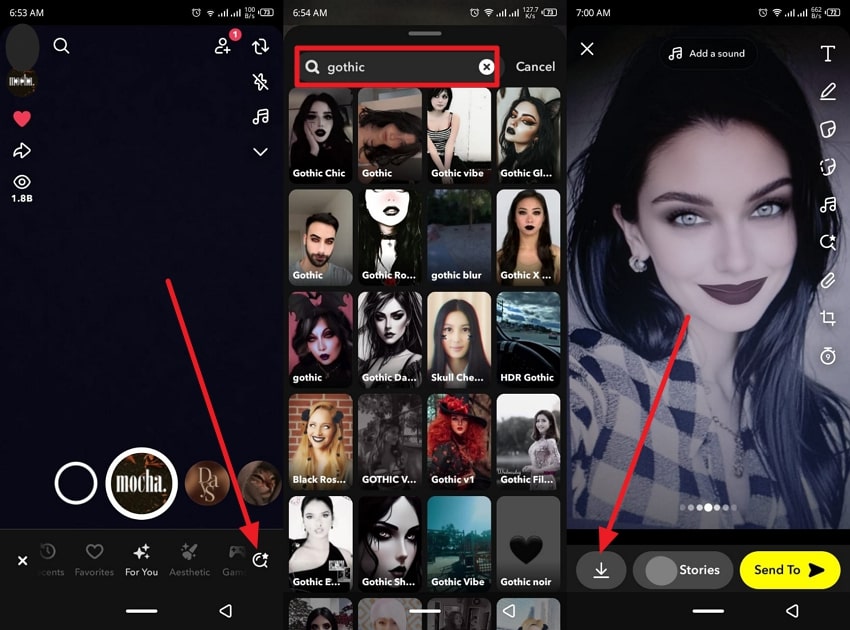 snapchat gothic filter and download