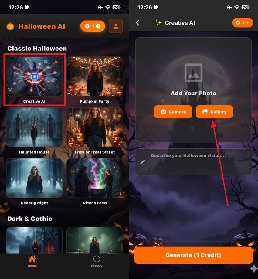 access creative ai and insert photo