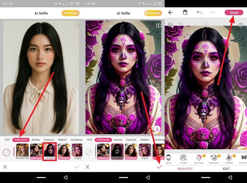 apply halloween effect and save