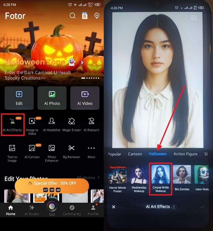 choose holloween filter