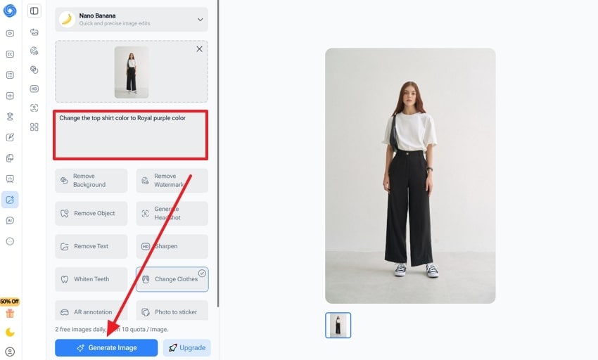 enter prompt for color and generate