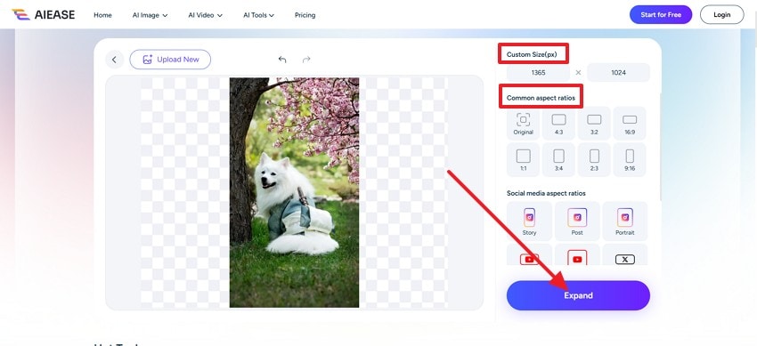 press the expand button