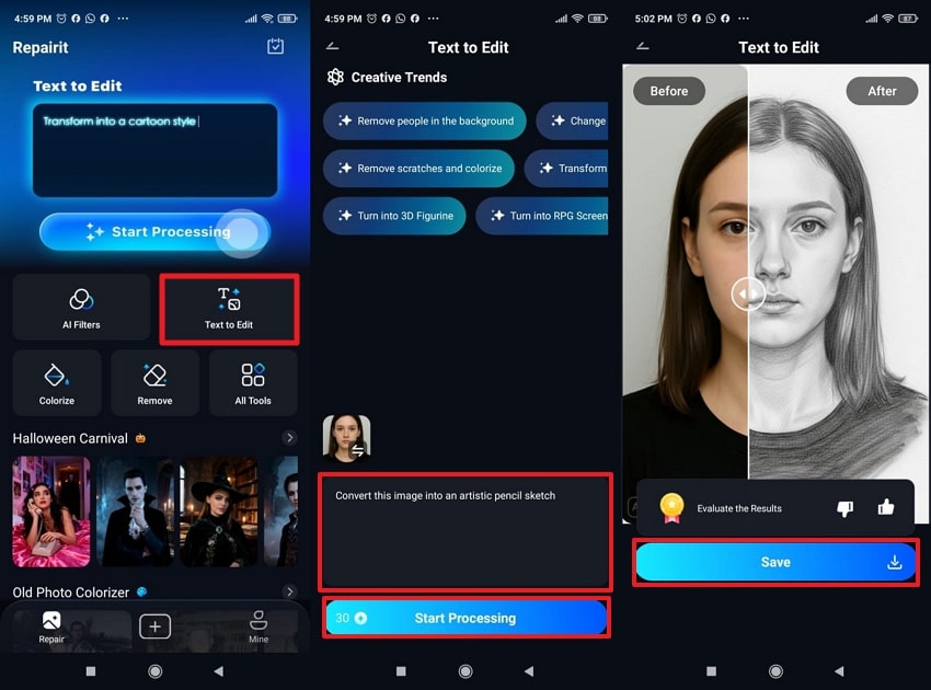 generate sketch image through repairit