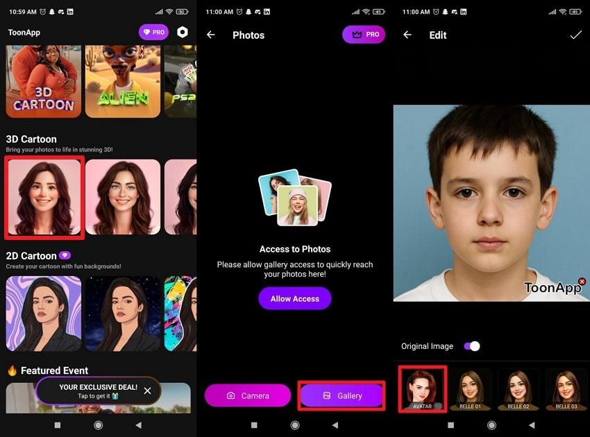 select 3d cartoon filter