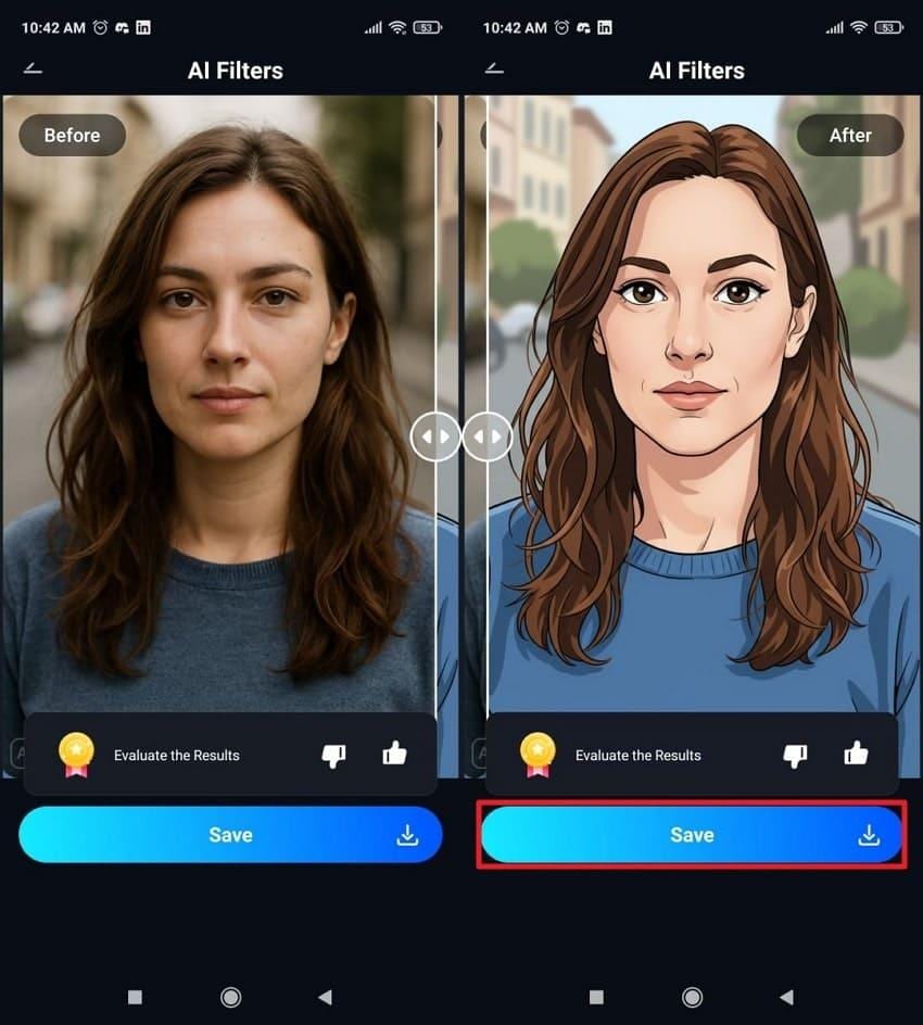 save cartoon version on device