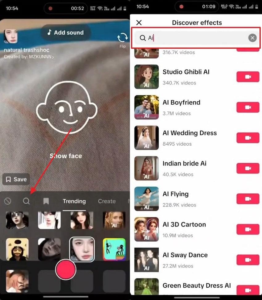choose tiktok ai filter