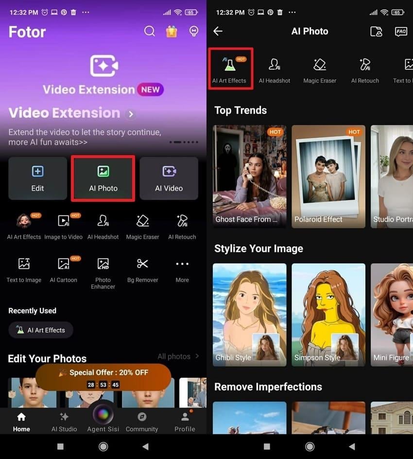 access ai art effects on fotor