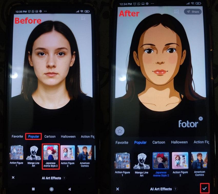 select anime art style and apply