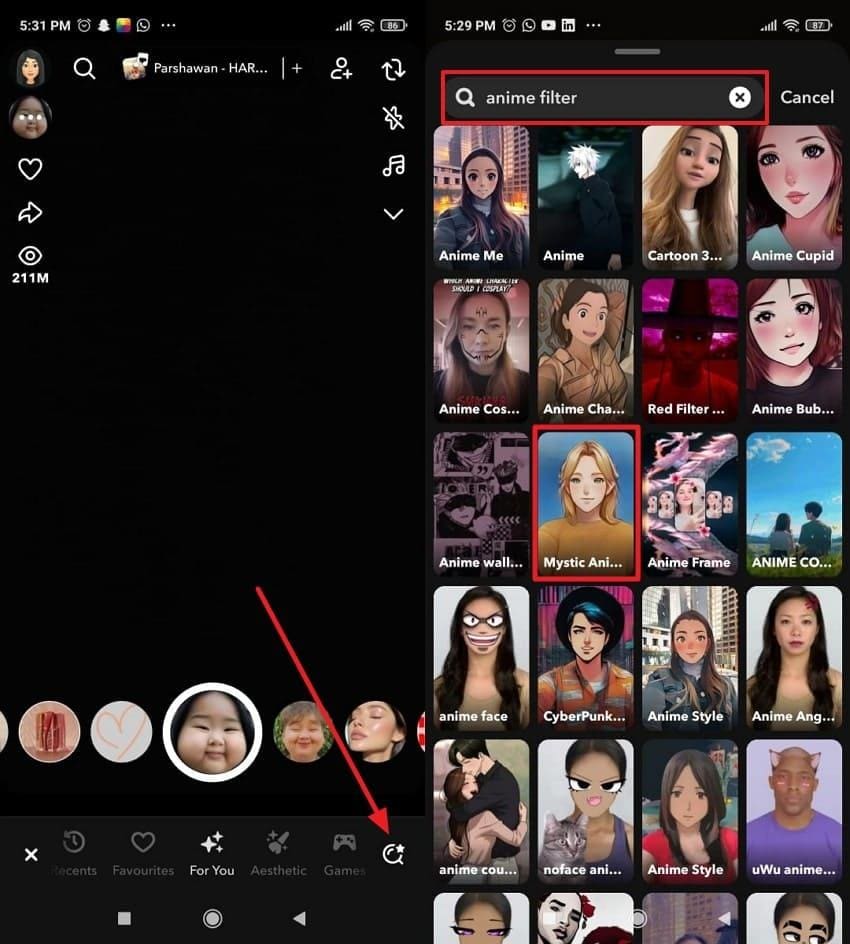 open snapchat and search for filter