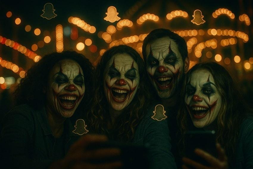 terrible clown filter on snapchat