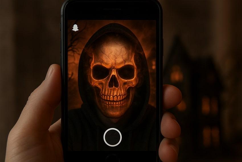 famous halloween skull filter