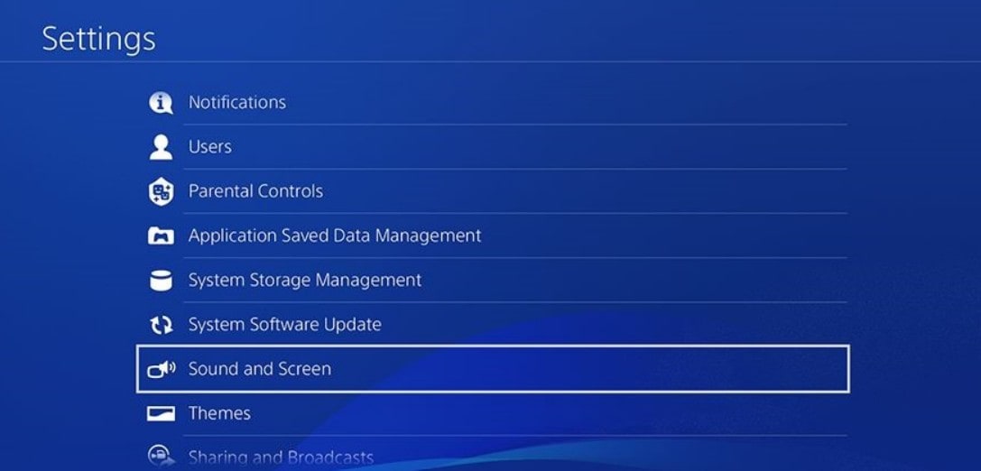 sound and screen settings