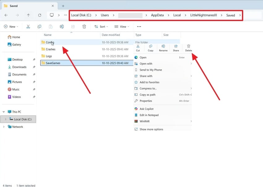 delete little nightmares 3 config folder