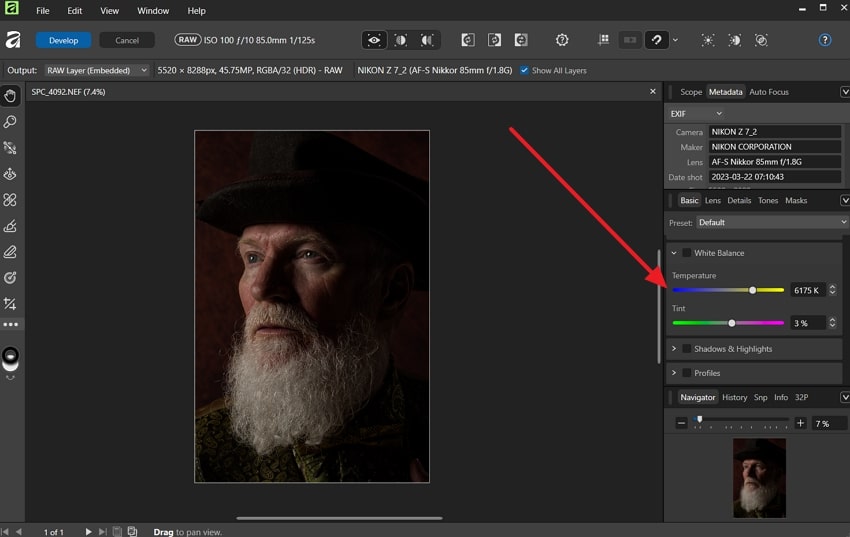 balance whites, shadows, and more