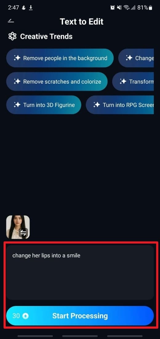 add prompt and start processing